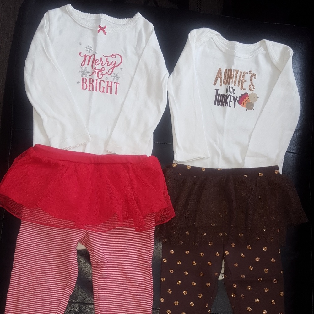2 Baby Holiday Tutu Carter's Outfit 9mo & 12mo EUC